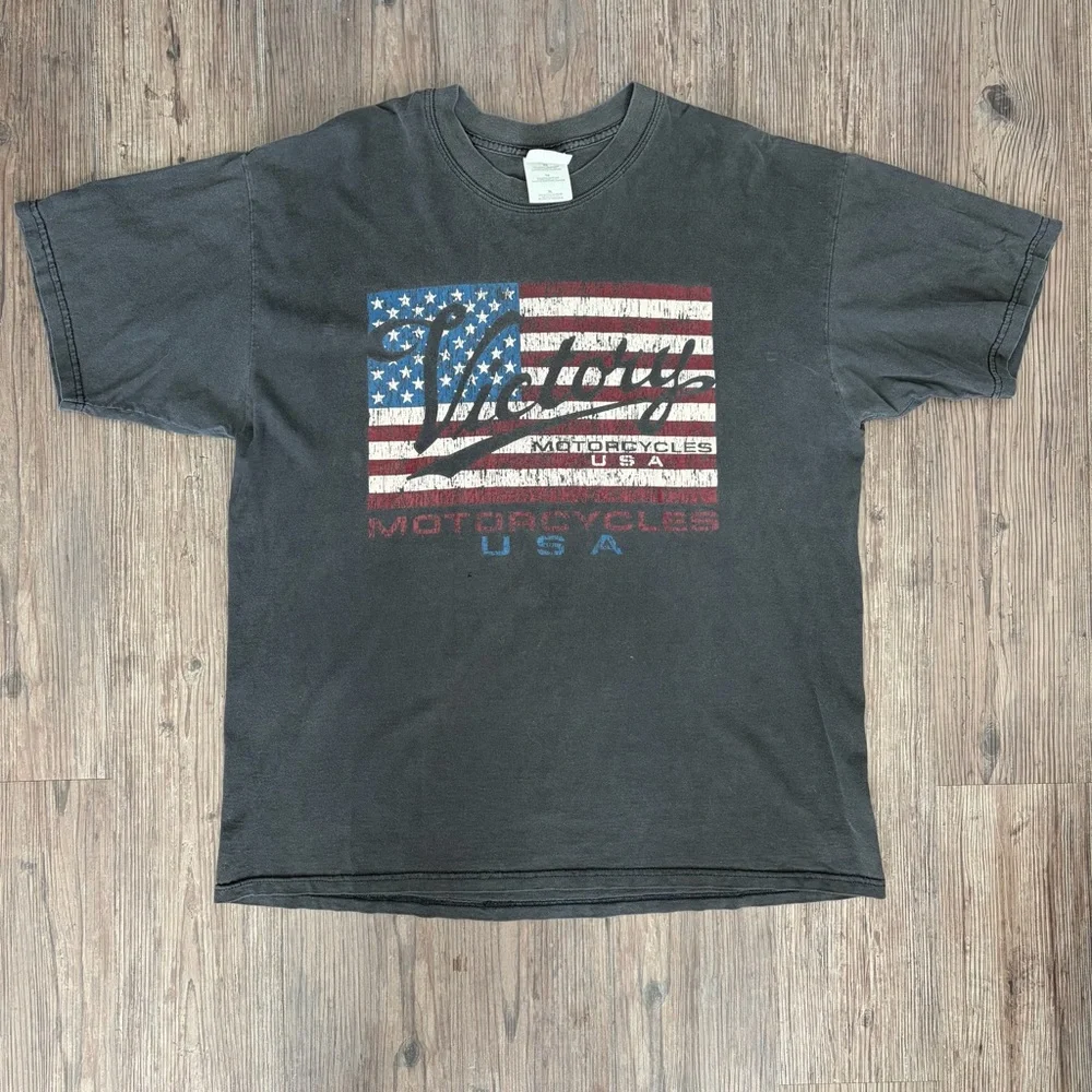 VINTAGE 2000 VICTORY MOTORCYCLE BLACK GRAPHIC SHORT SLEEVE TSHIRT MENS XL